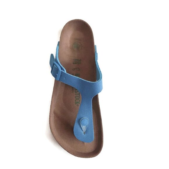 Birkenstock Womens Size 7 Gizeh Canvas Vegan Sandals EU 38 Sky Blue Regular Fit - Picture 3 of 11